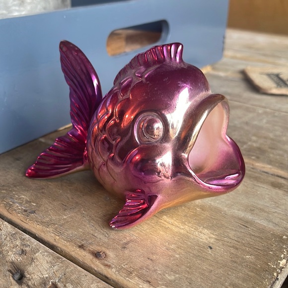 Accents | Vintage Iridescent Gold Pink Fish Ashtray Made In Japan
